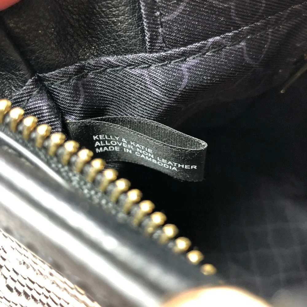 Kelly & Katie Black and Tan Woven Satchel with Tortoiseshell Chain